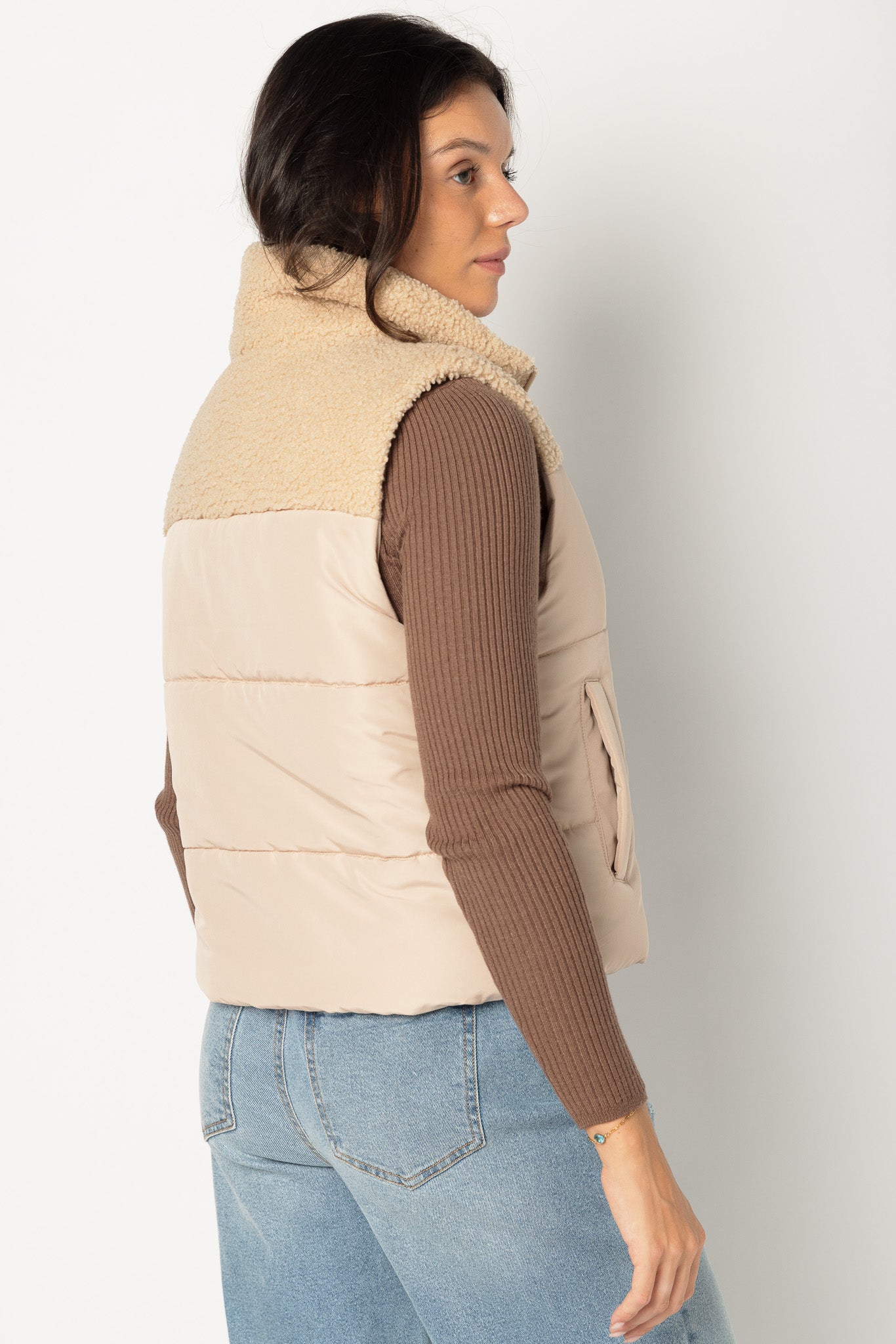 Sherpa Trimmed Puffer Vest