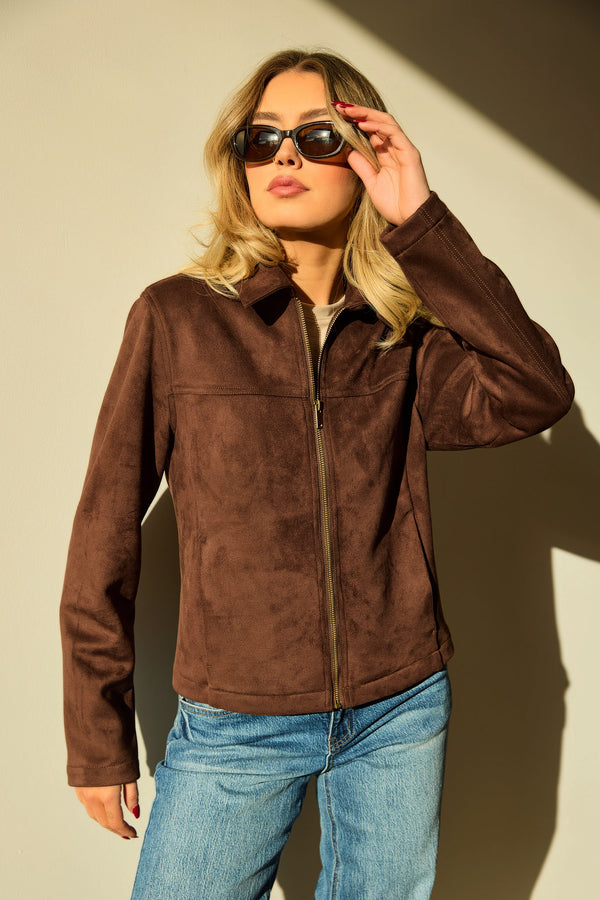 Suede Zip-Front Jacket