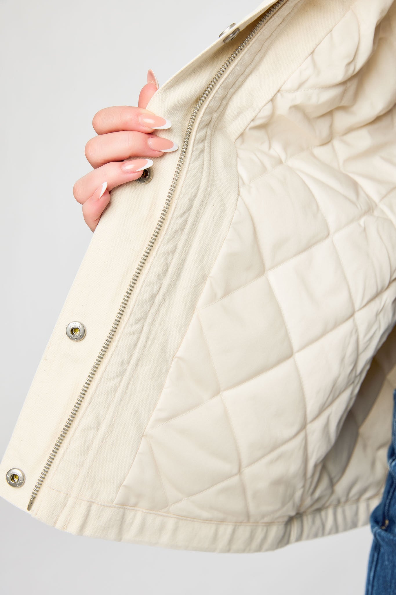 Faux-Leather Collar Canvas Barn Jacket