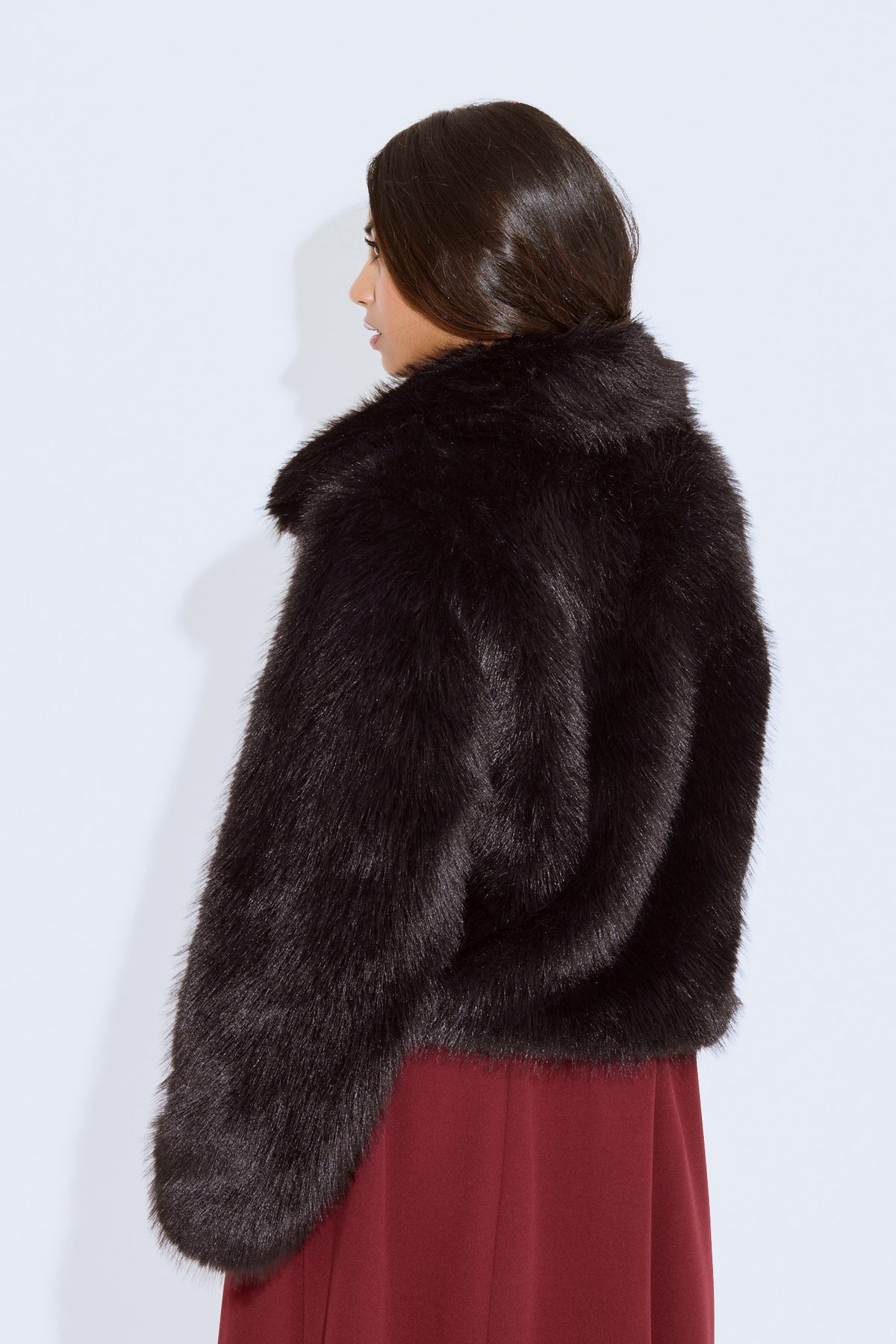 Long-Hair Faux Fur Zip Jacket