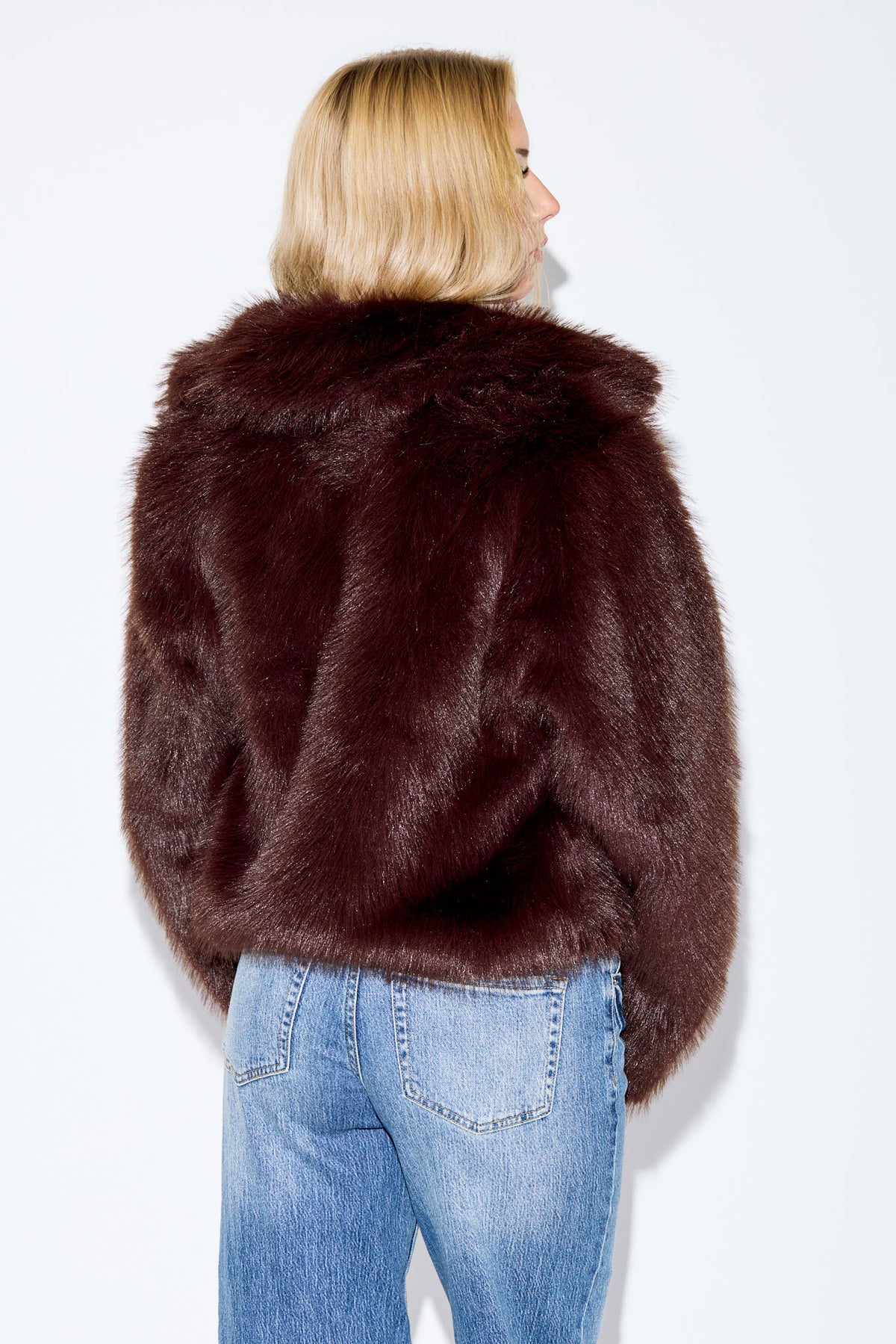 Long-Hair Faux Fur Zip Jacket