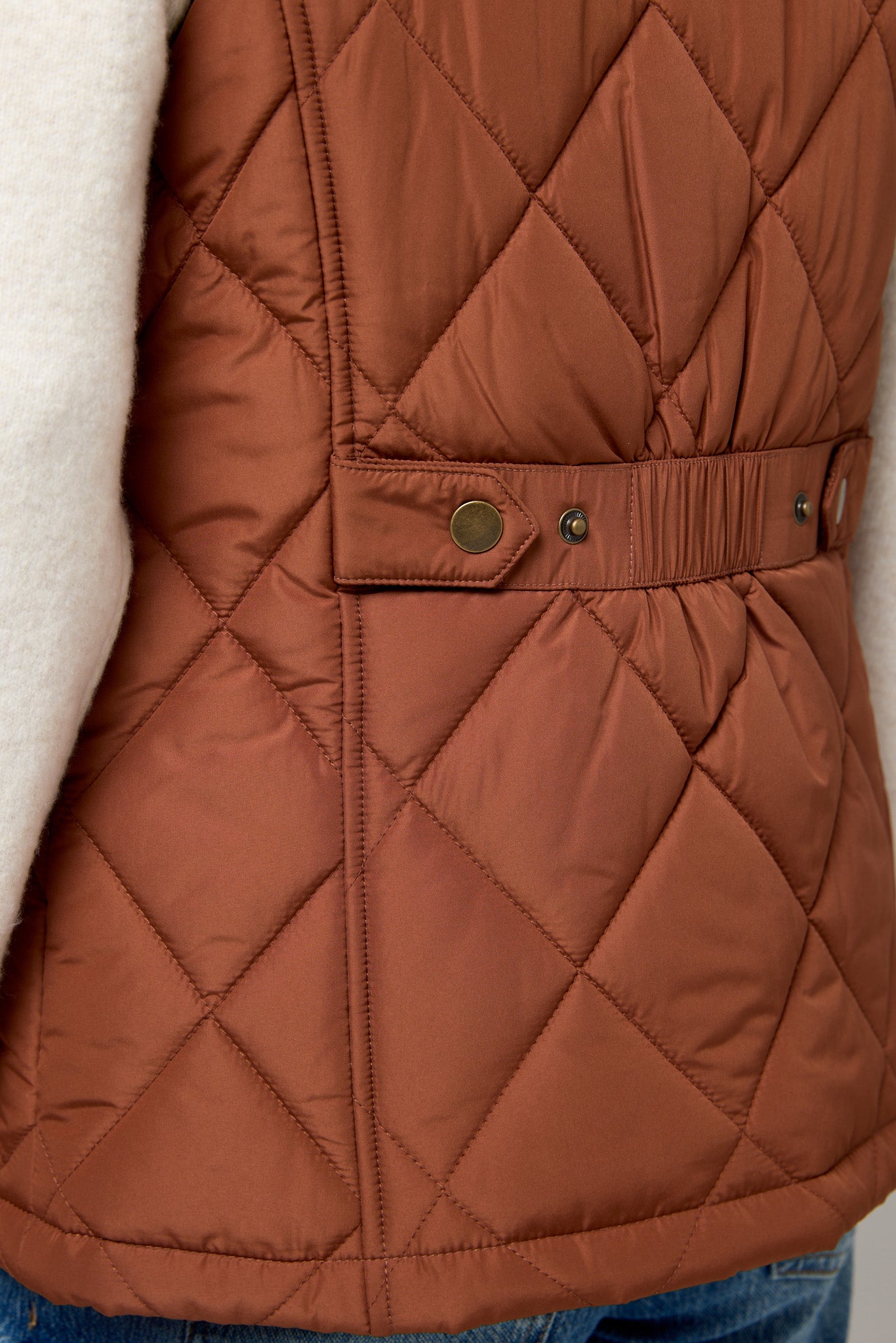 Diamond Quilt Vest with Corduroy Trim &amp; Adjustable Back Tab