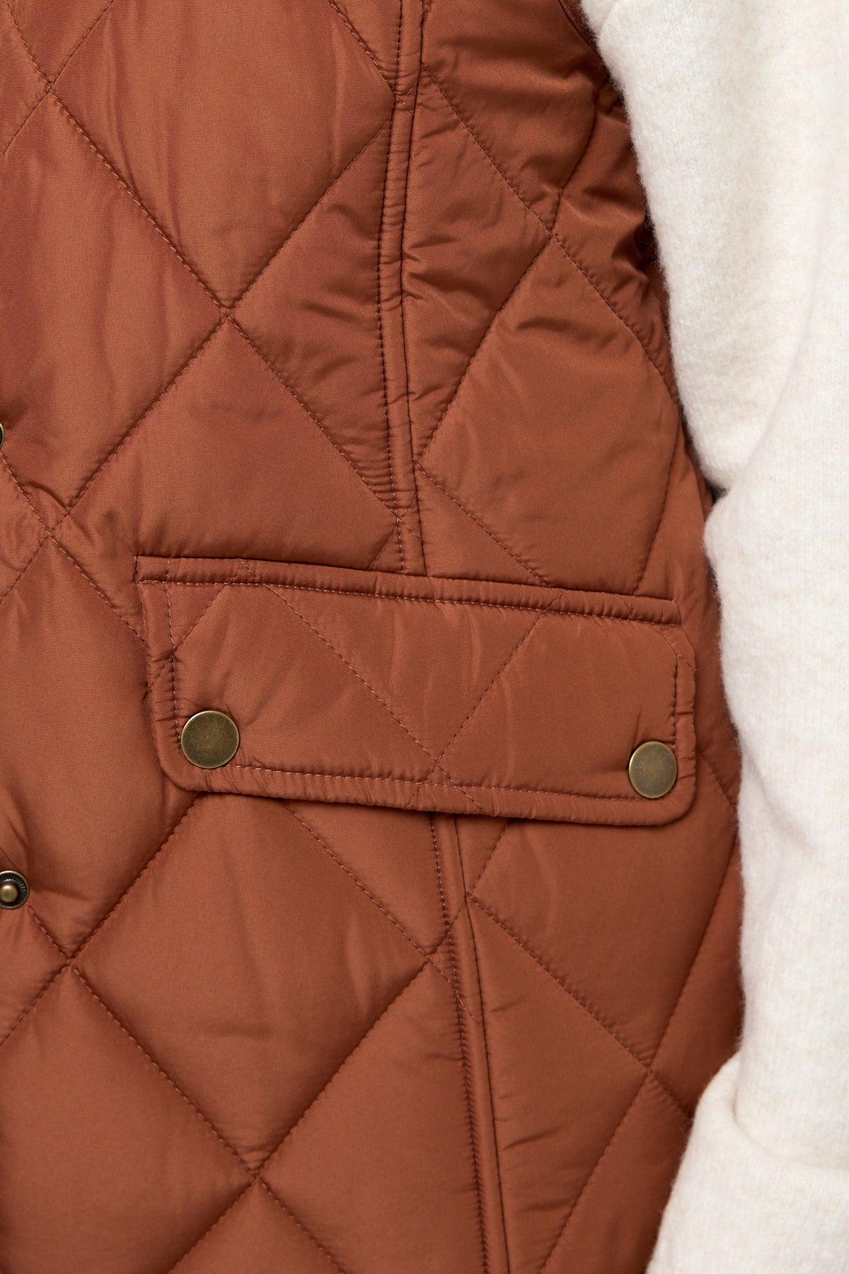 Diamond Quilt Vest with Corduroy Trim &amp; Adjustable Back Tab