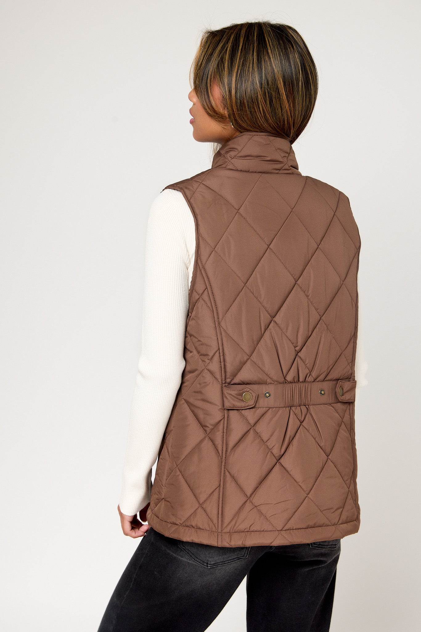 Diamond Quilt Vest with Corduroy Trim & Adjustable Back Tab – Eclipse