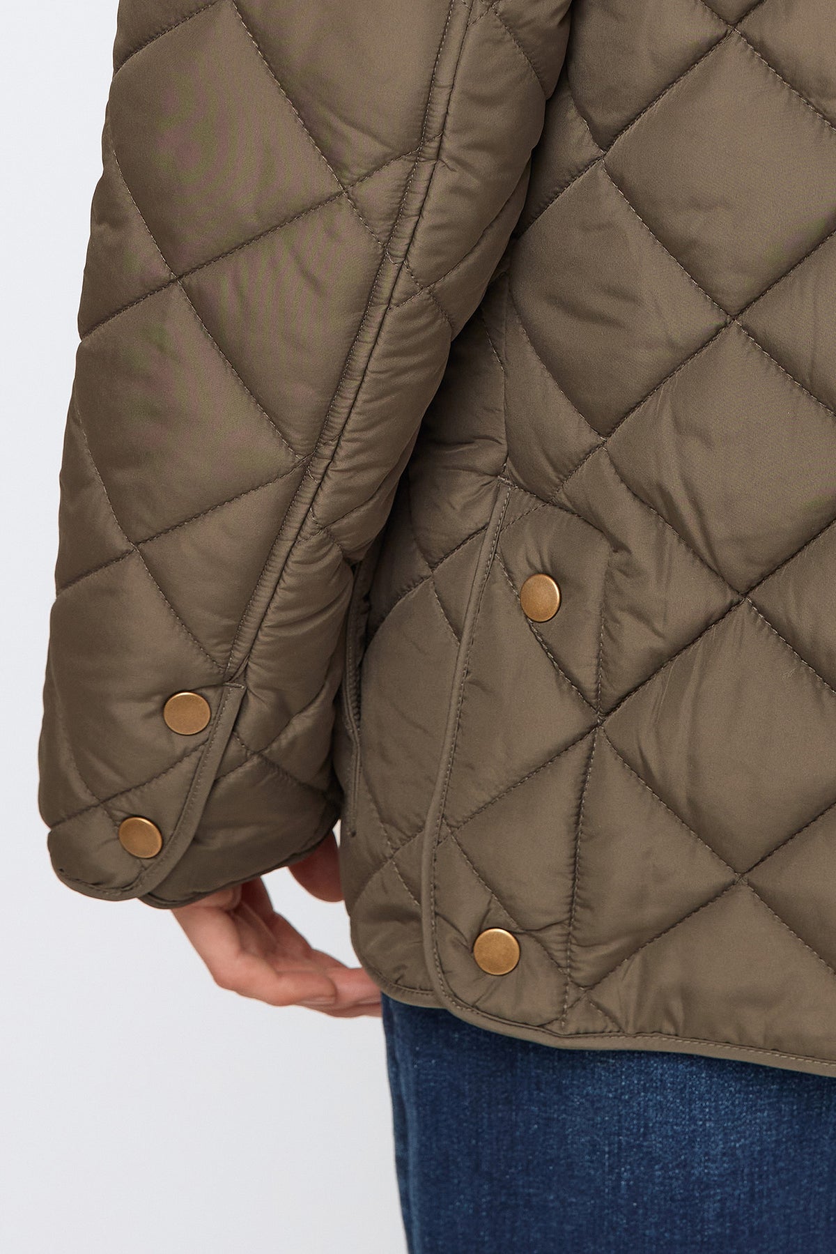 Diamond-Quilted Barn Jacket with Corduroy Trim