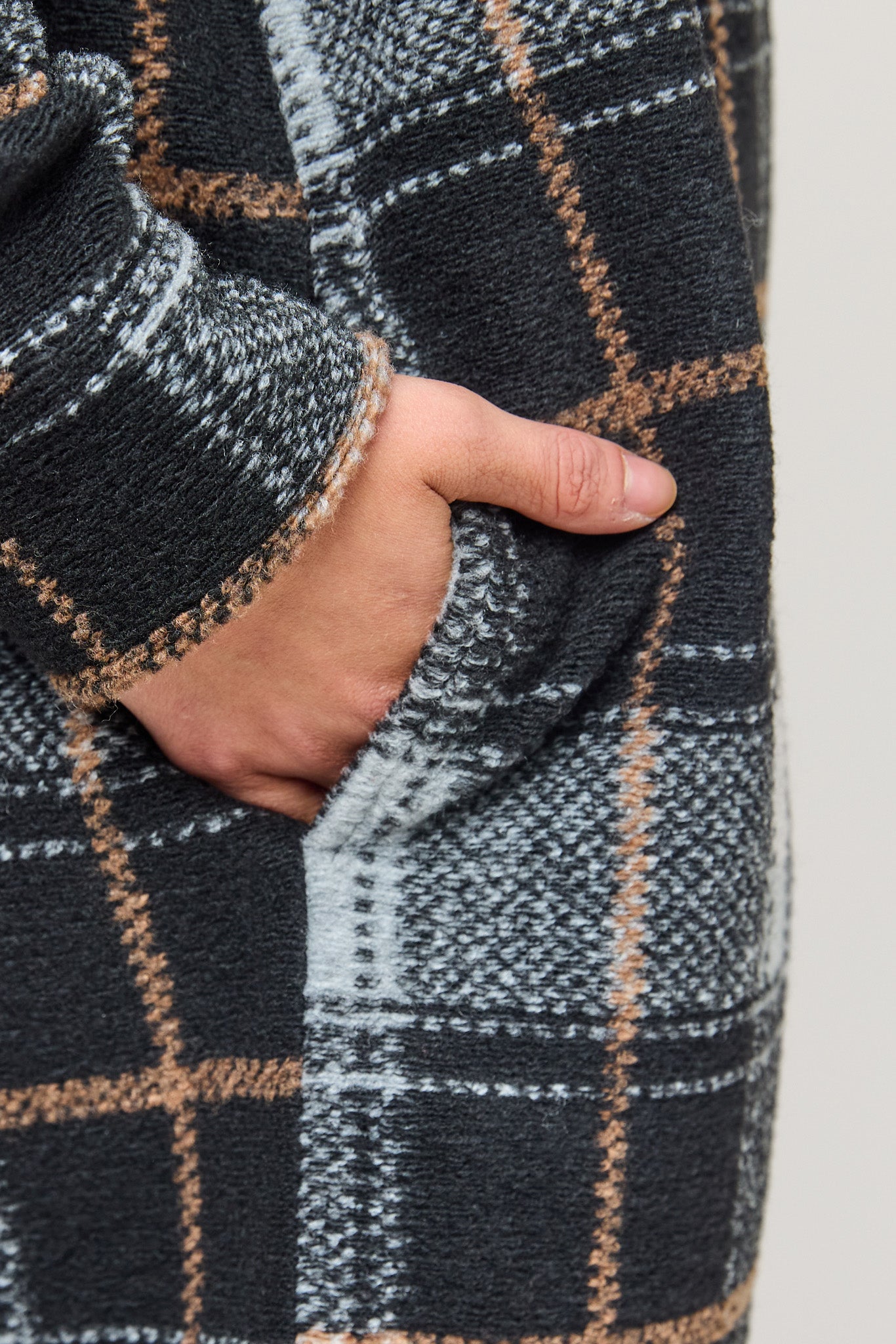 Plaid Knit Longline Shacket