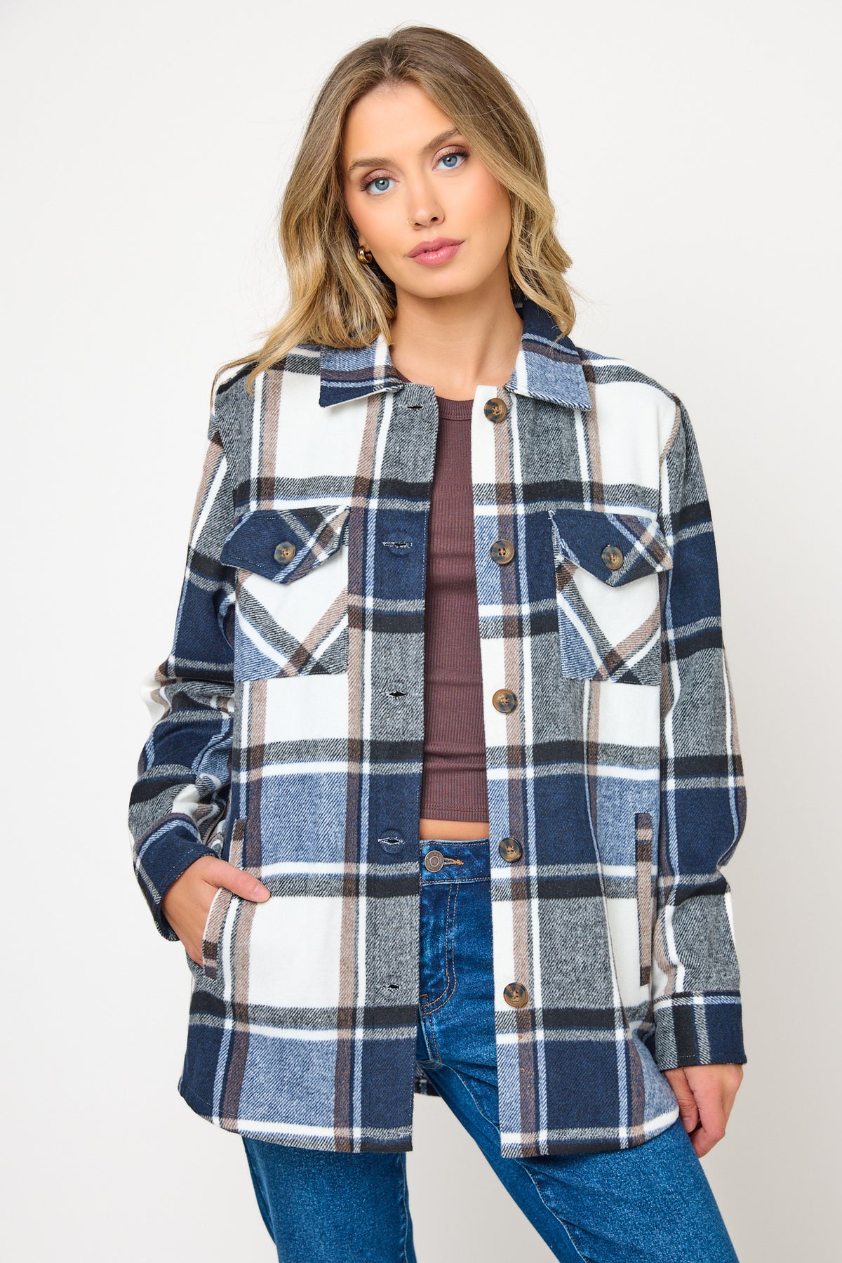 Mira Brushed Plaid Shacket