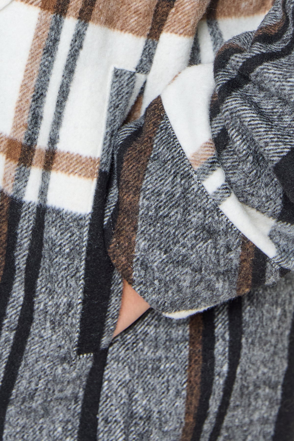 Gillian Brushed Plaid Shacket With Removable Hood