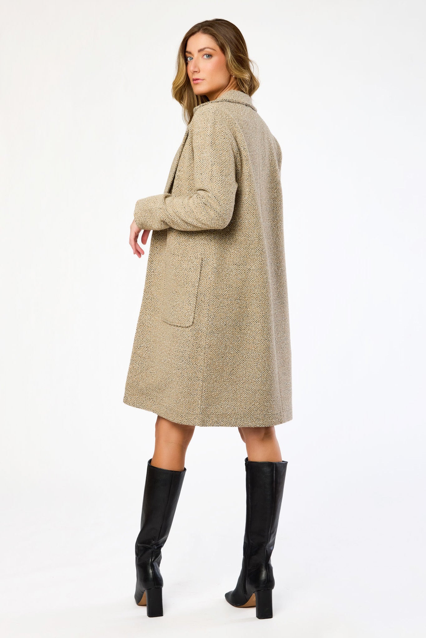 Manteau-chemise bouclé à bouton unique