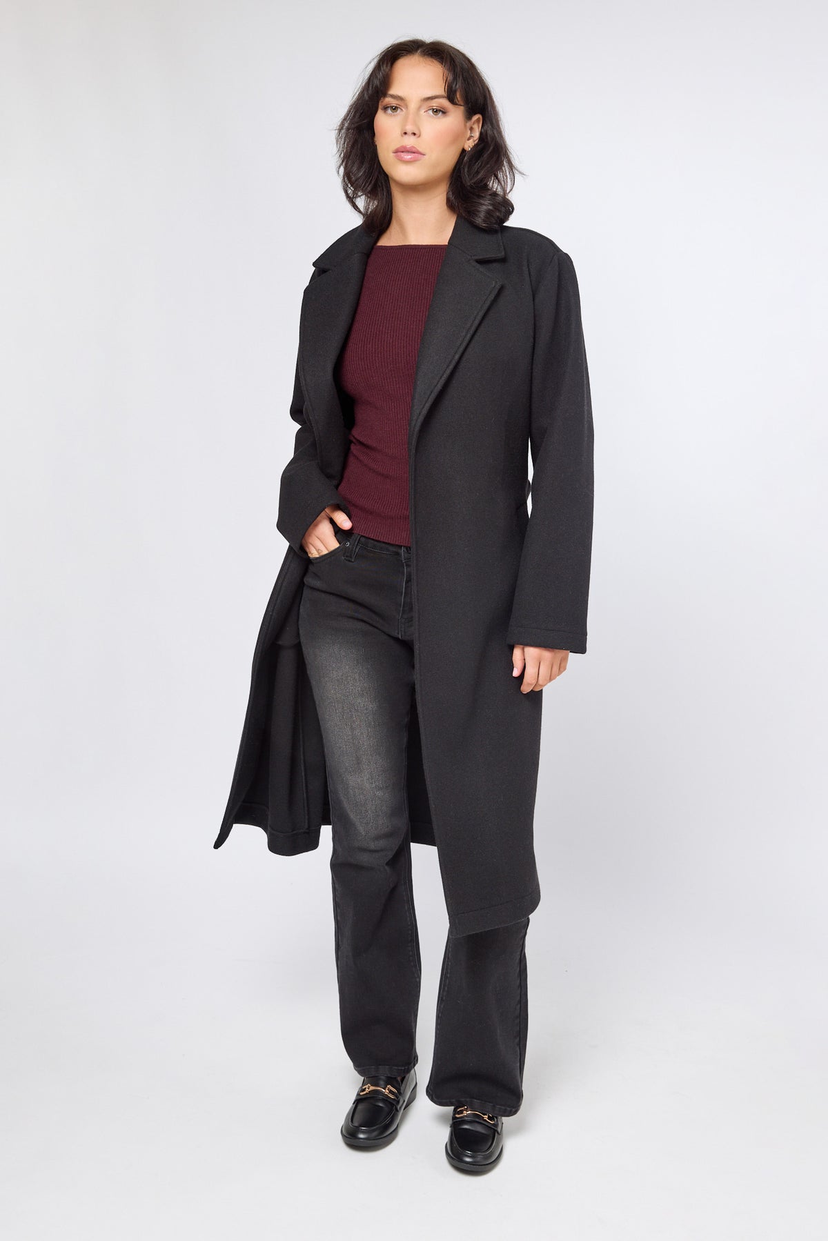 Melton Tie-Belt Coat