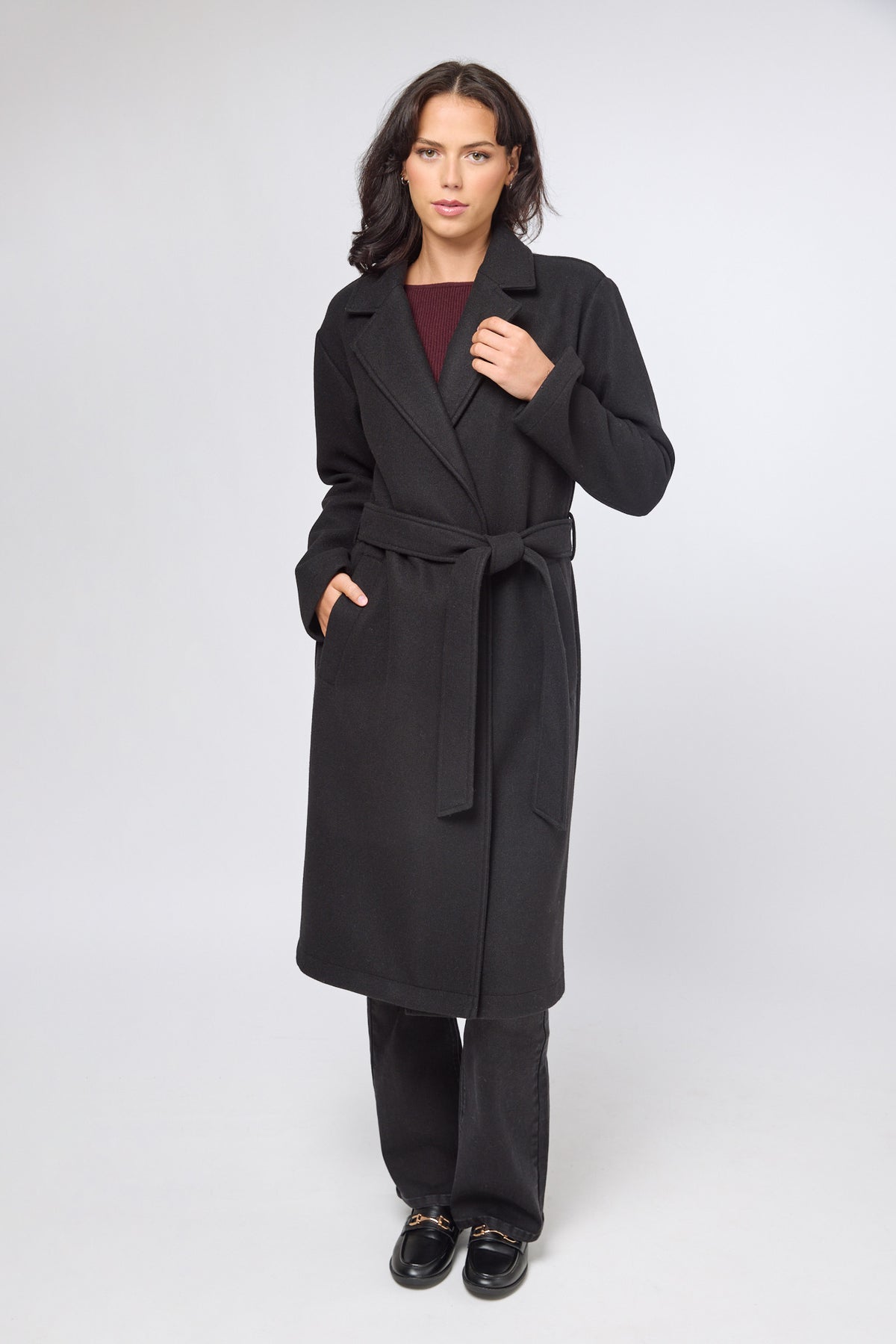 Melton Tie-Belt Coat