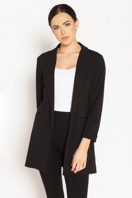 Longline Blazer with Roll-Up Sleeves