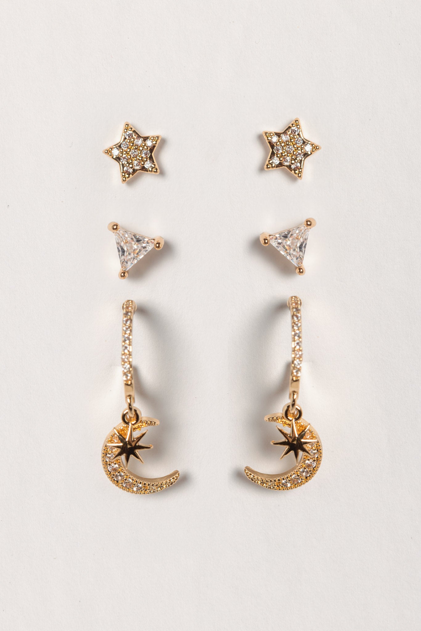 Moon and Star Earring Set