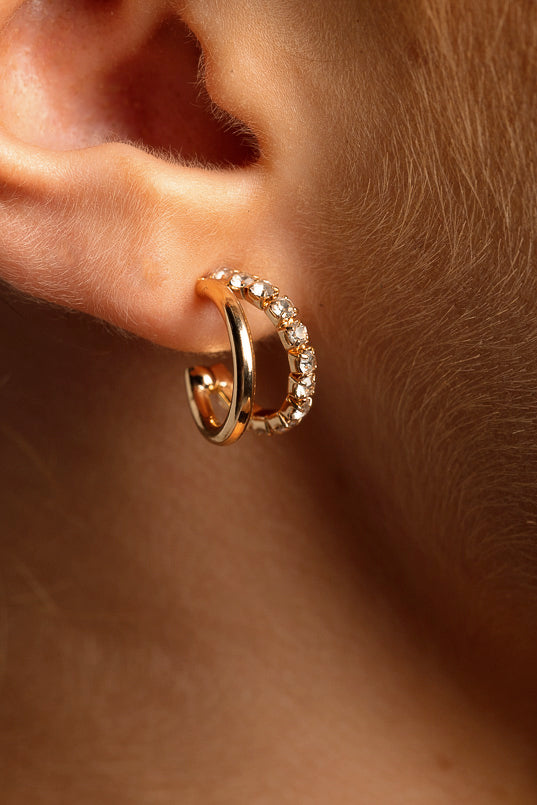 Small Double Huggie Hoop Earrings