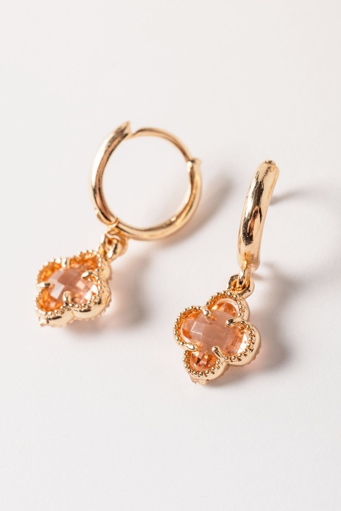 Clover and Rhinestone Huggie Earring Set