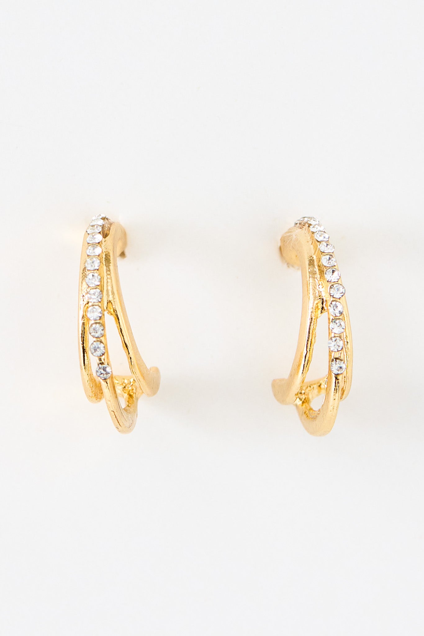 Small Rhinestone Triple Hoop Earrings