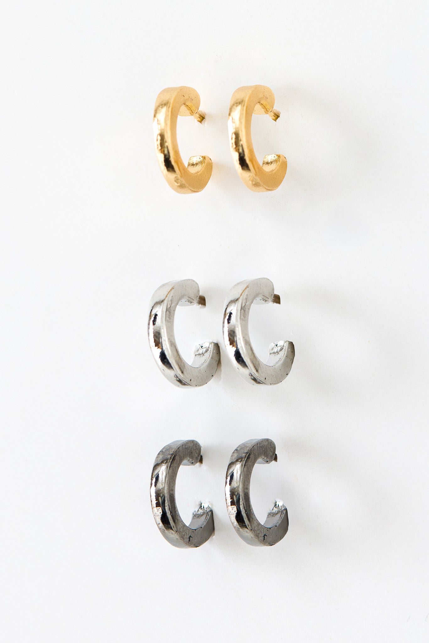 3 Set of Multi-Metal Mini Hoops