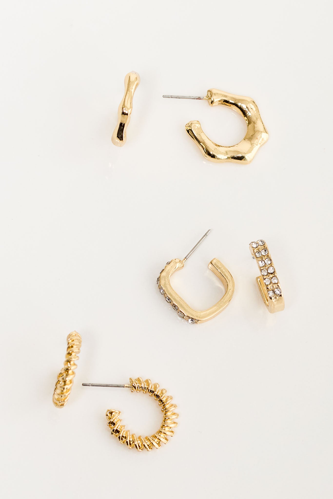 3 Pack Unique Stud-Hoop Earings
