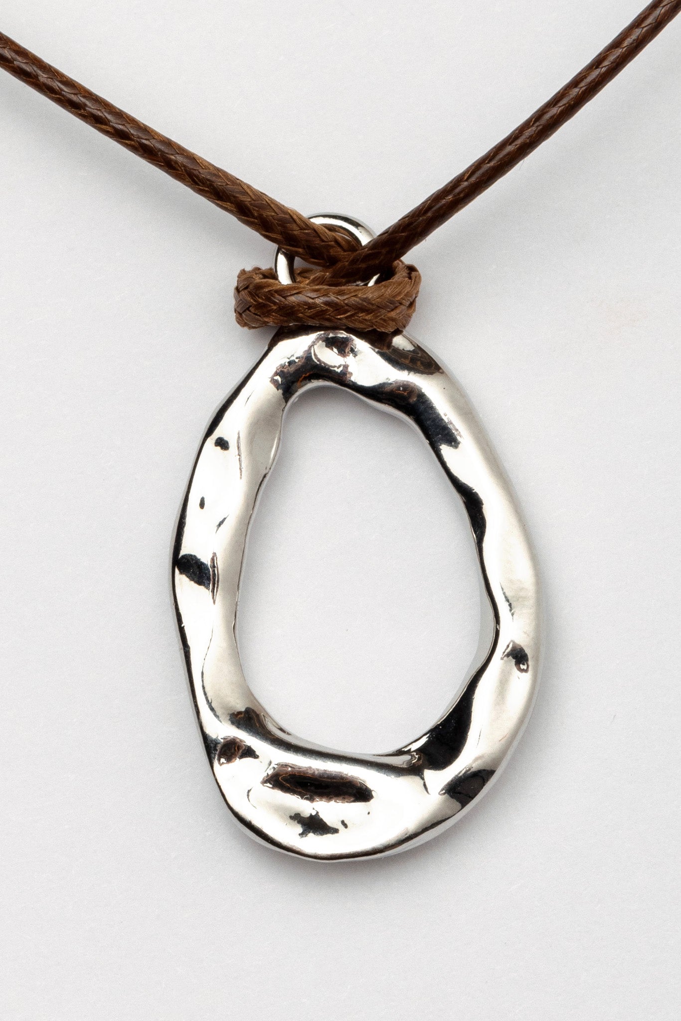 Hammered Teardrop on Rope Necklace