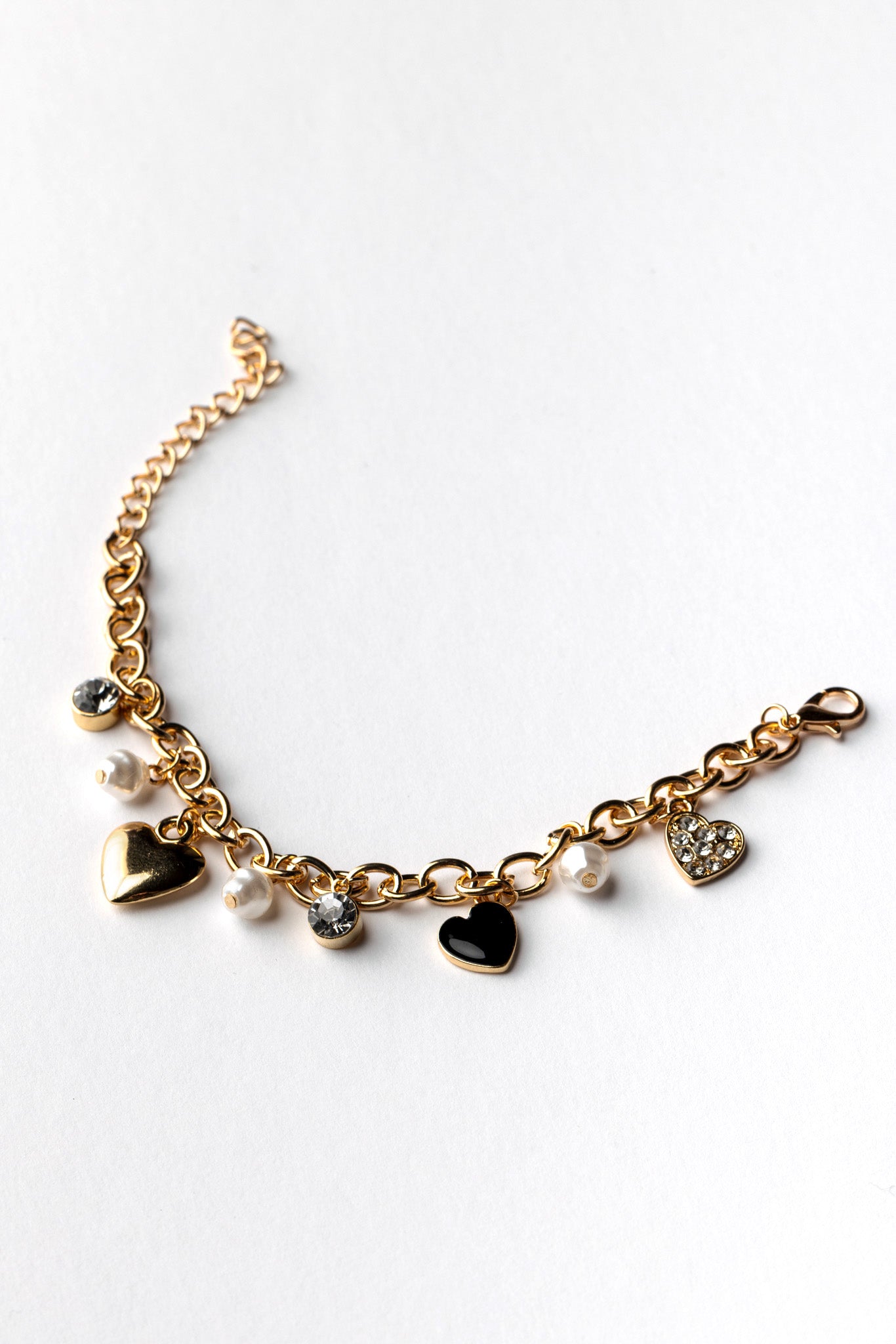 Heart and Pearl Charm Bracelet
