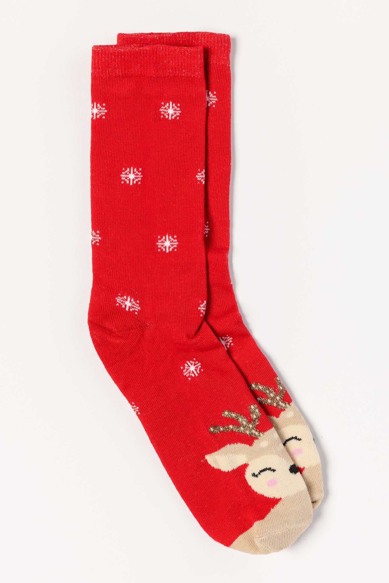 Baby Reindeer with Lurex Antlers Socks