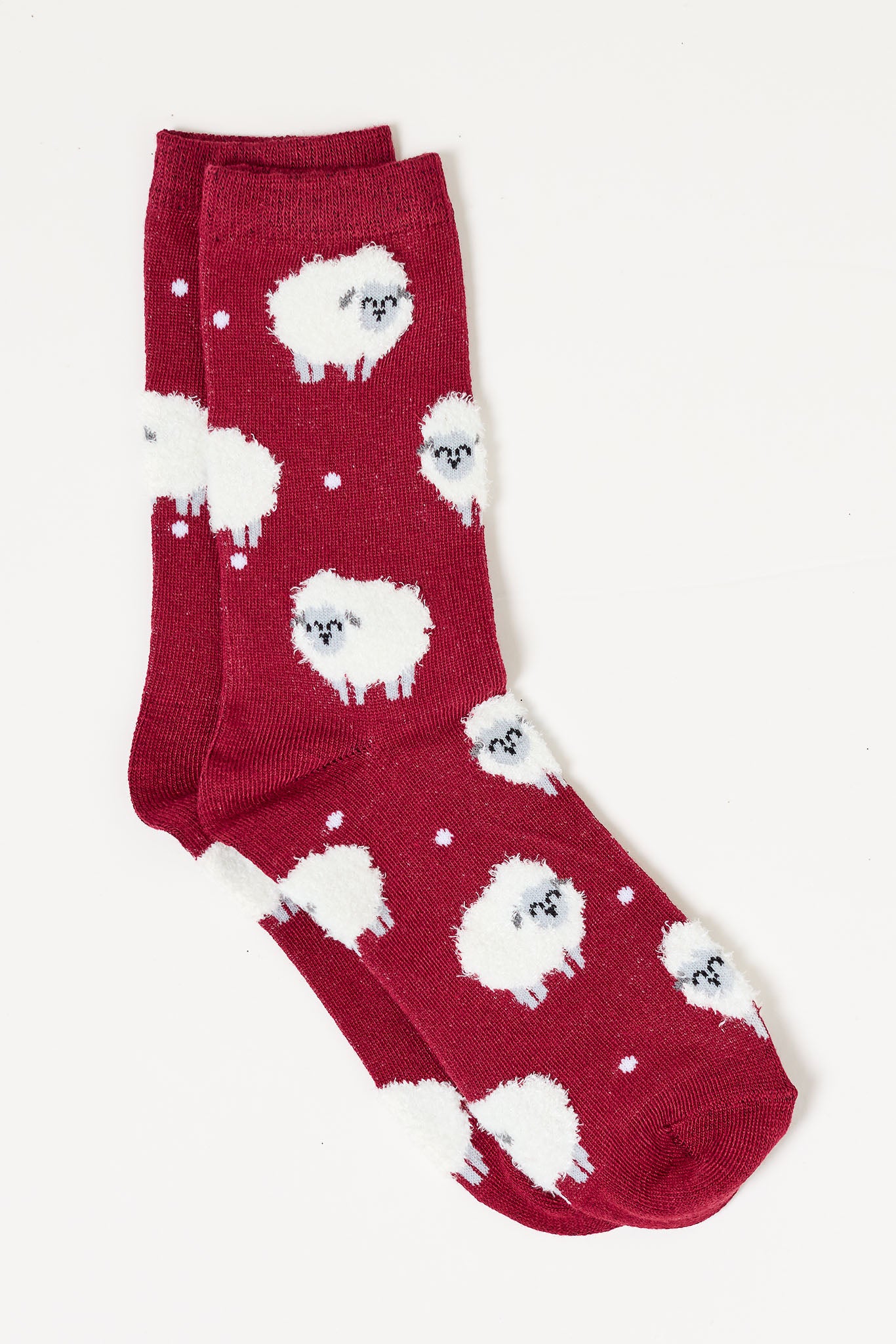 Fuzzy-Sheep Polka-Dot socks