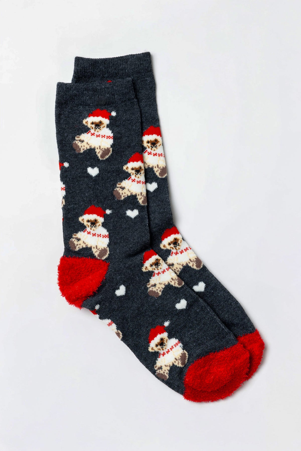 Holiday Bear Socks with Fuzzy Heel and Toe