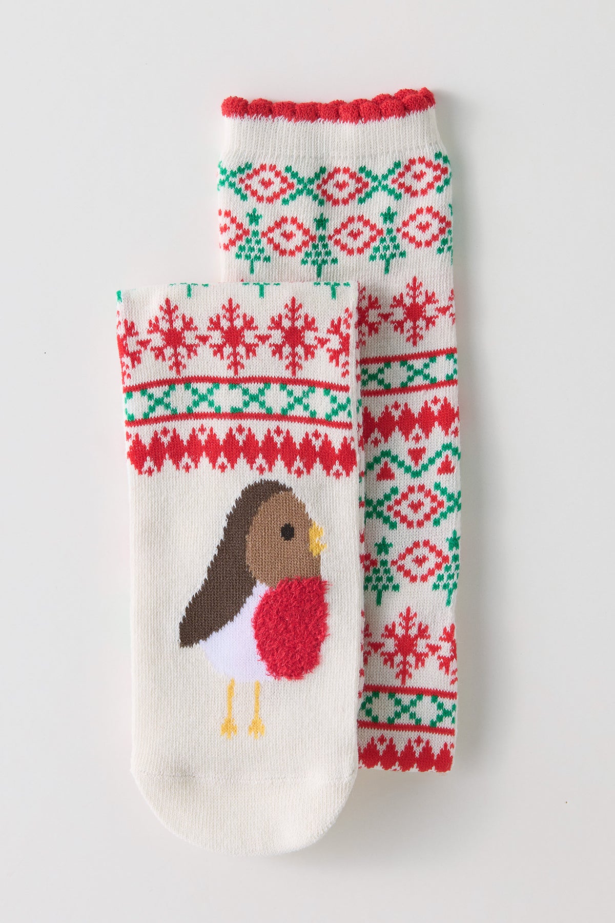 Fairisle Fuzzy Robin Socks