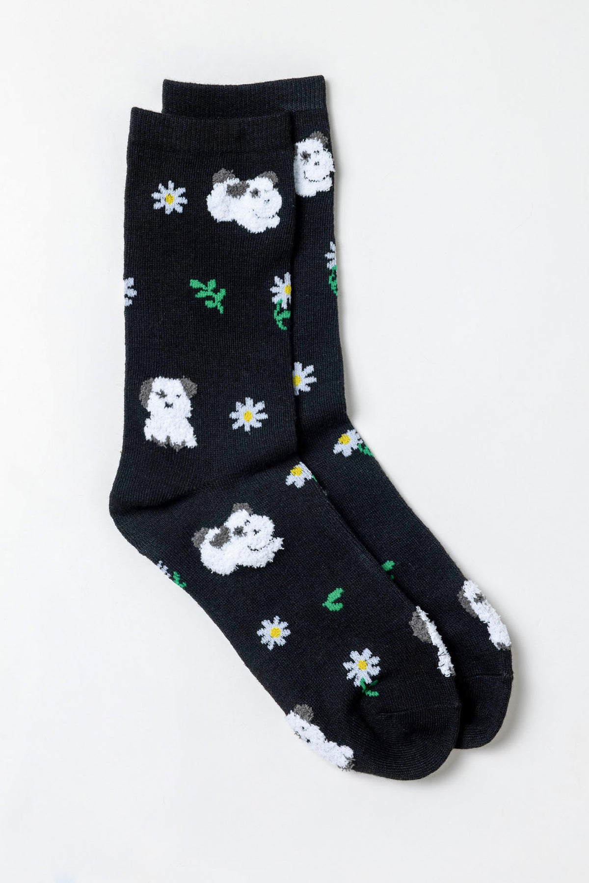 Fuzzy Dog and Daisy Socks