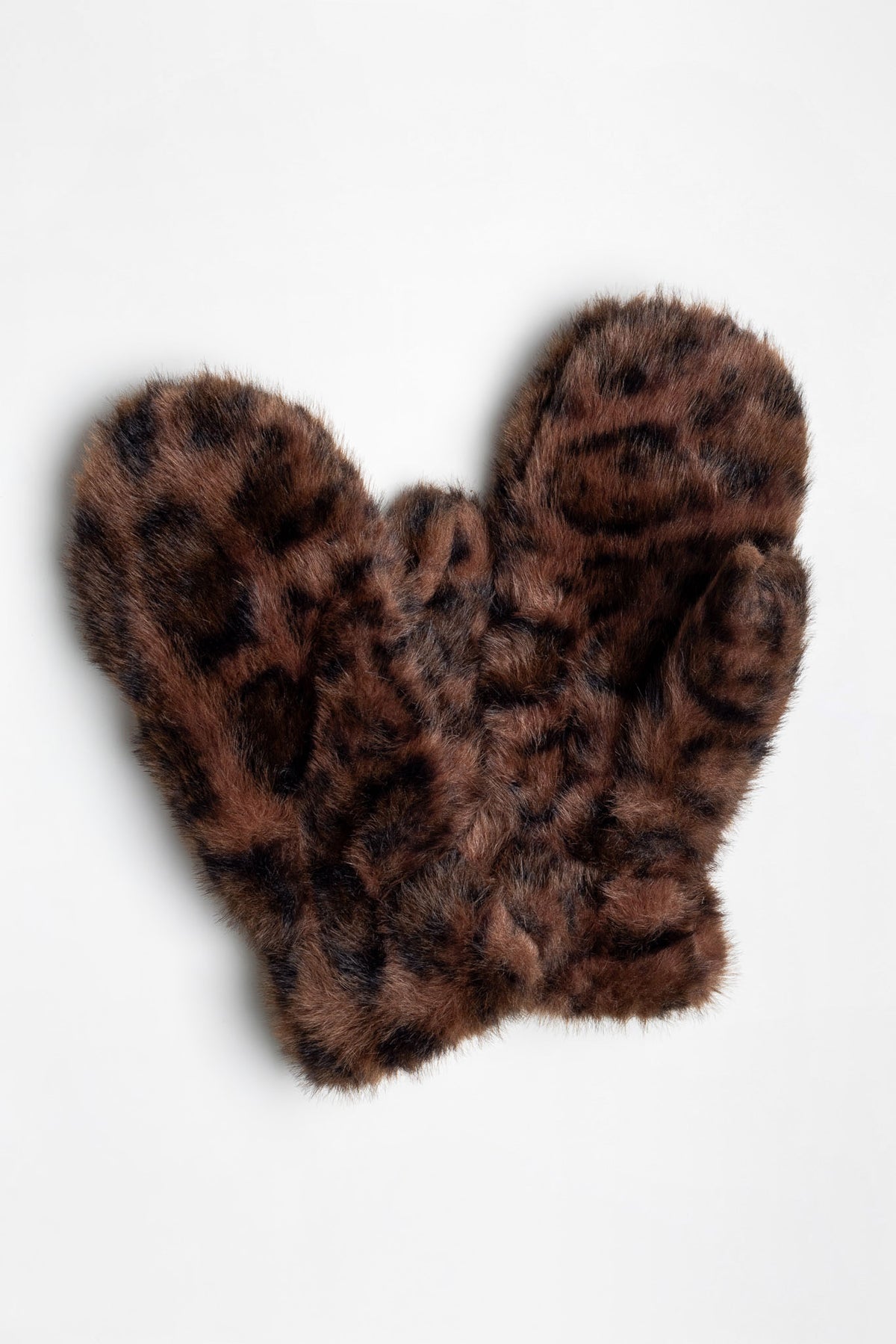 Chocolate Brown Leopard Fur Mitten