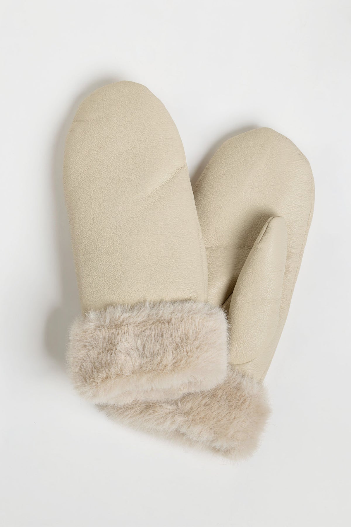 Faux Leather Mitten with Faux Fur Cuff