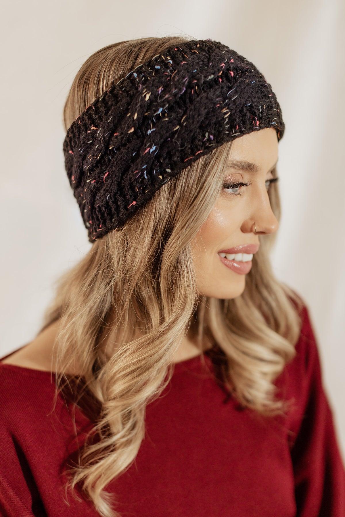 Confetti Yarn Cable Knit Headband