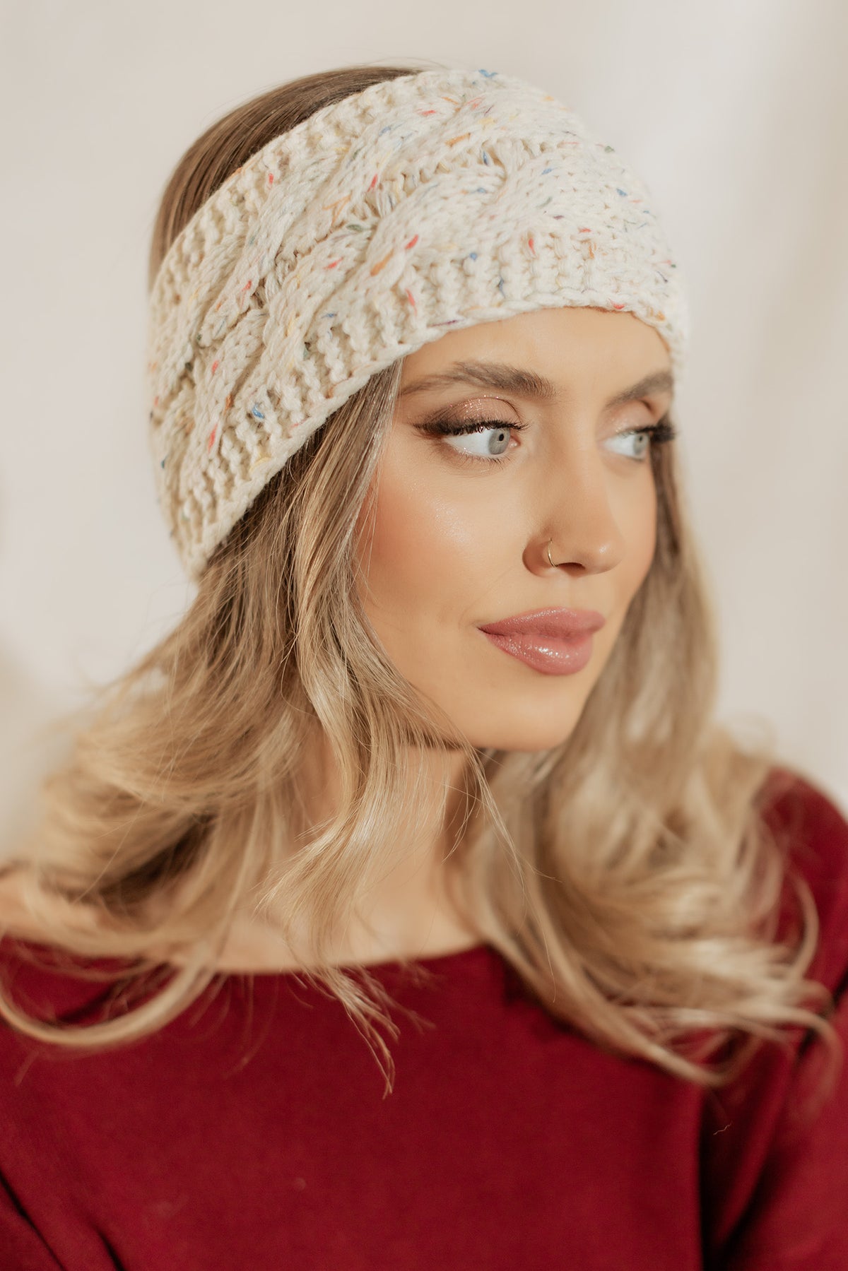 Confetti Yarn Cable Knit Headband