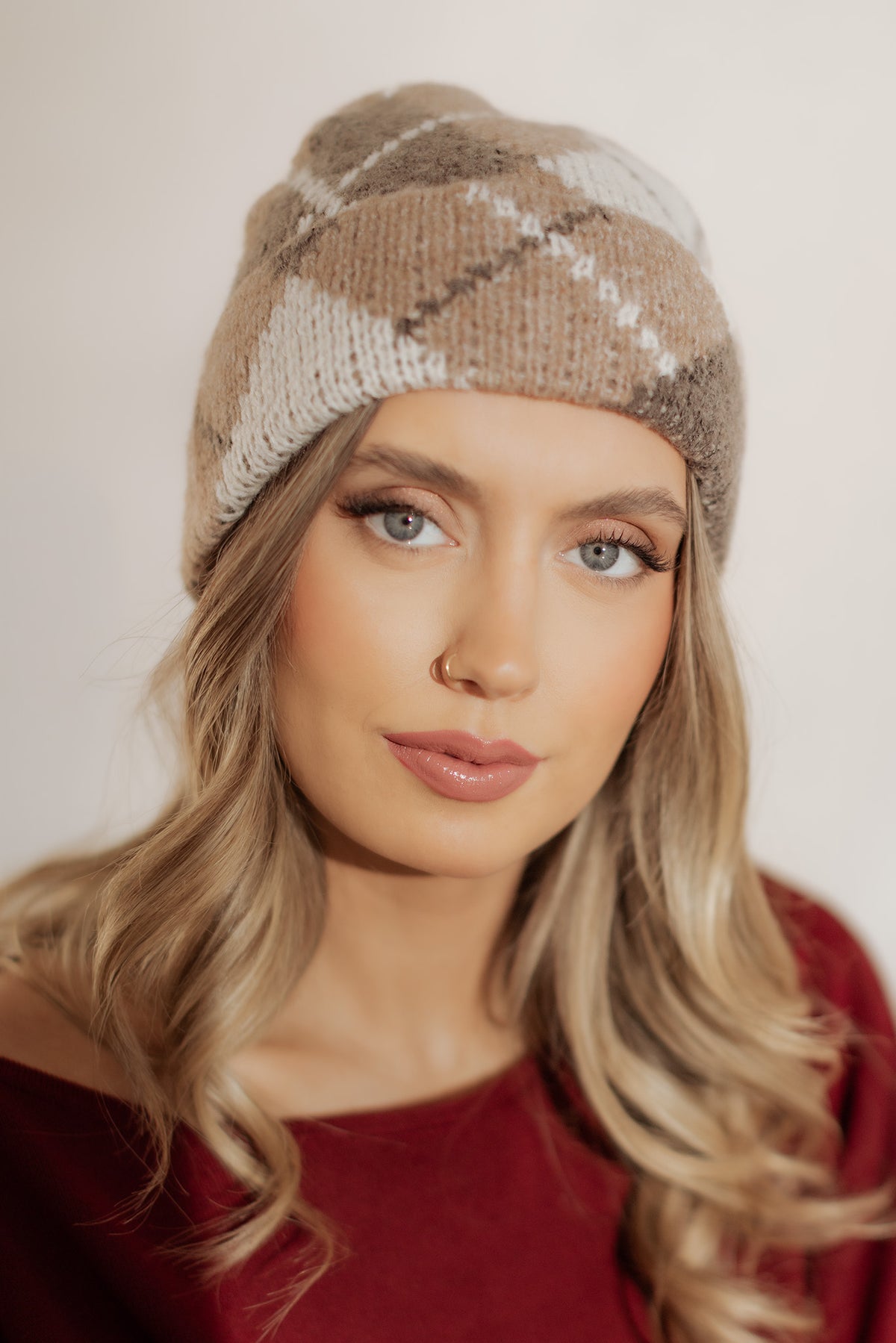 Argyle Wool Blend Beanie