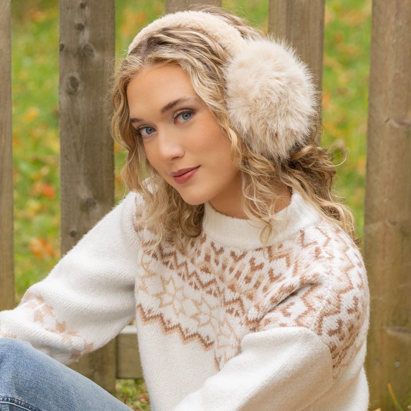 Cache-oreilles En Perles Et Fausse Fourrure Pour Femmes - Blanc - Chauffant Et élégant Pour L'hiver - 3